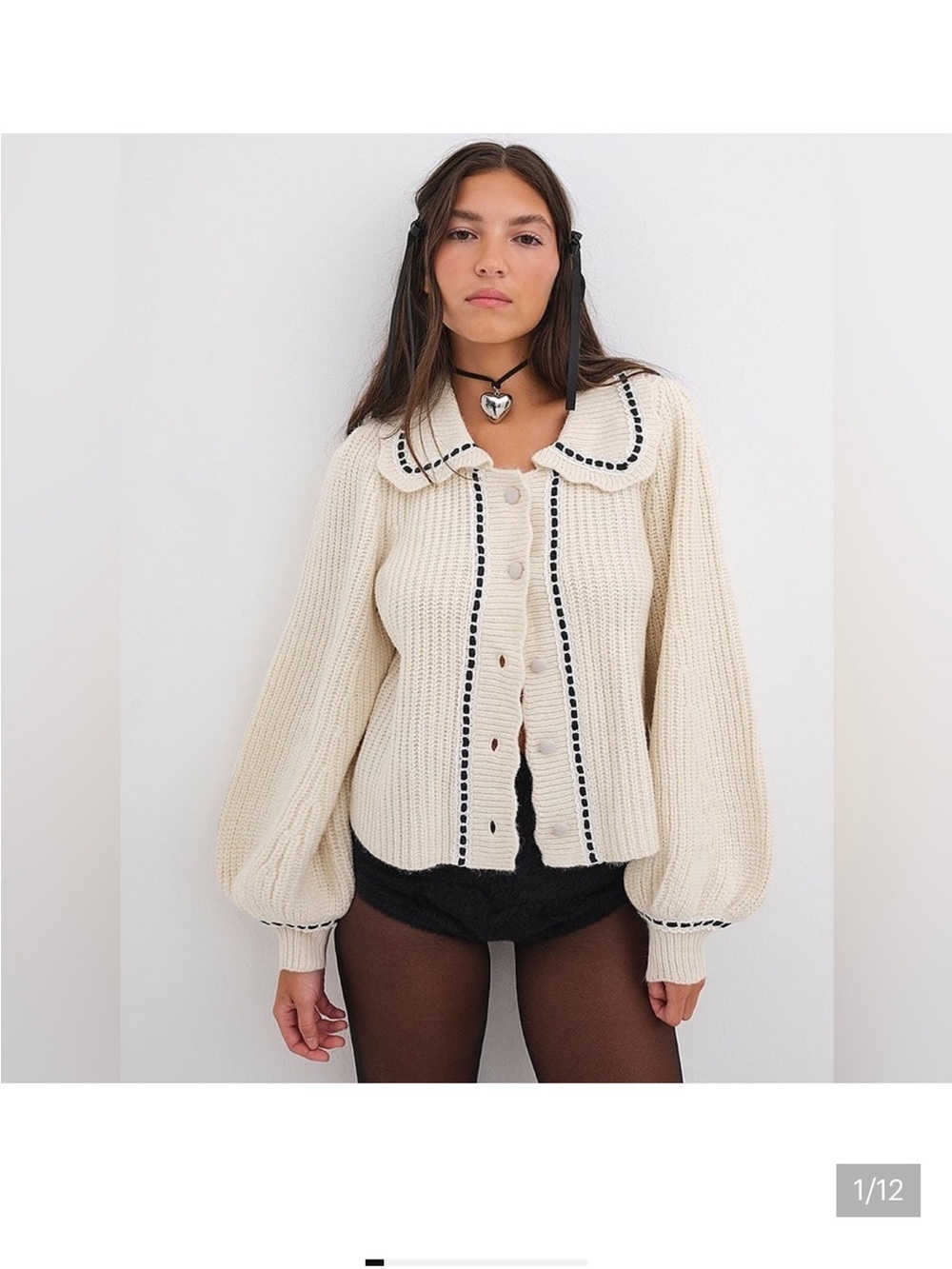 For Love And Lemons Jade Wool Blend Collared Cardigan, size small